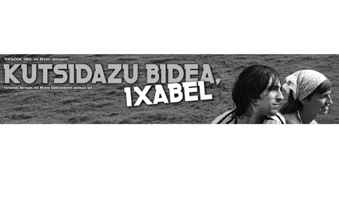 Grabación de la película "Kutsidazu bidea Ixabel". En la imagen, los actores Mikel Losada y Ainere Tolosa.